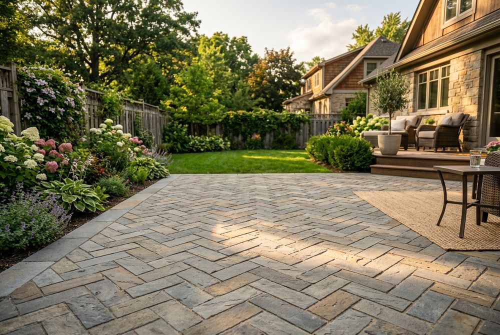 Natural stone paver patio installation